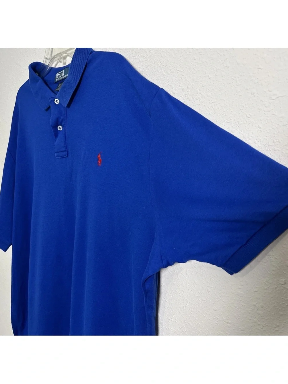 Polo Ralph Lauren Men's 2XL Heavyweight Cotton Short Sleeve Polo Shirt Blue Y2K